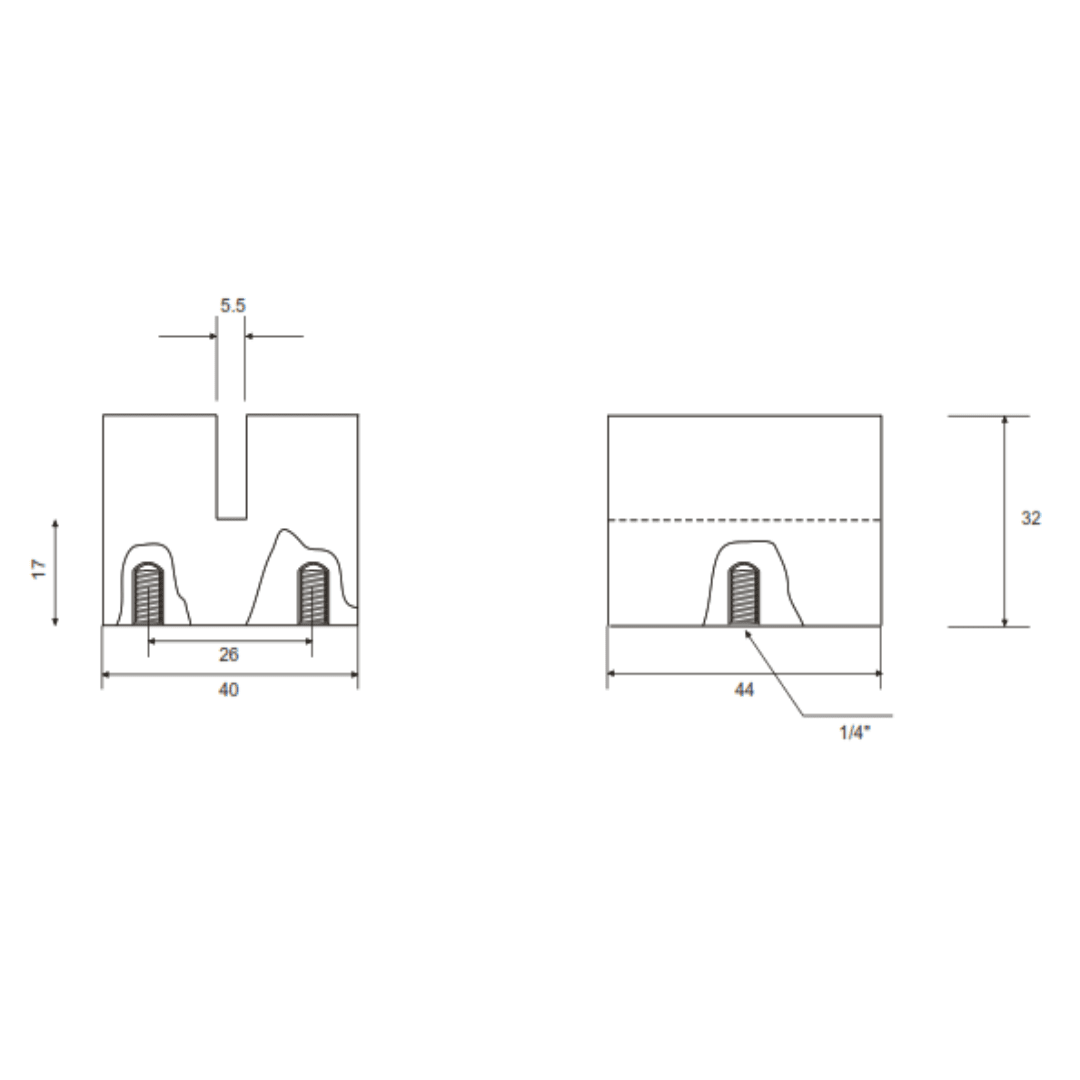 BASE AISLANTE SOPORTE DE PLATINAS TIPO ASB-001-B MELBAT1