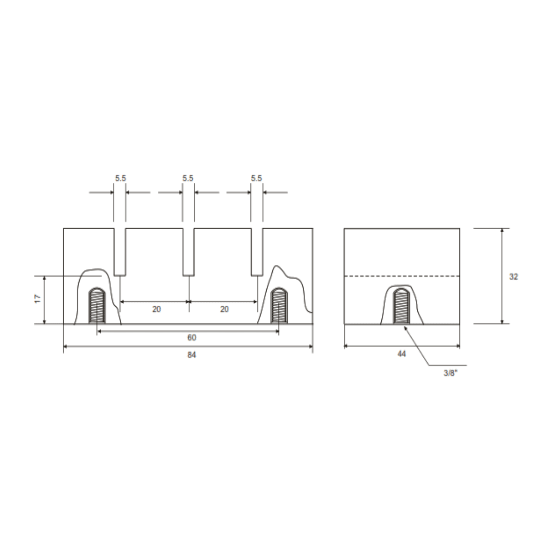 BASE AISLANTE SOPORTE DE PLATINAS TIPO ASB-003-B MELBAT1