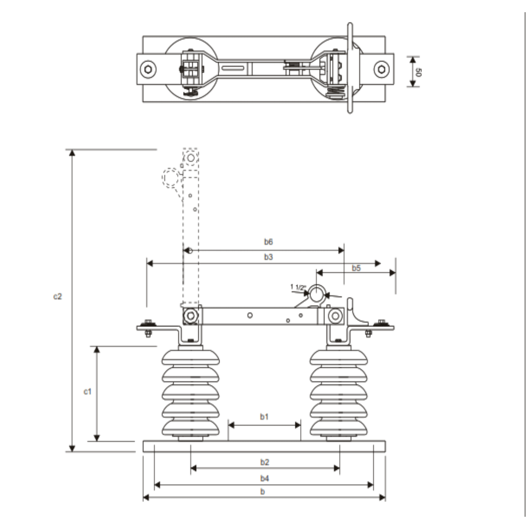 SECCIONADOR UNIPOLAR USO EXTERIOR TIPO 2-TXPSU 15/400 MELBAT1