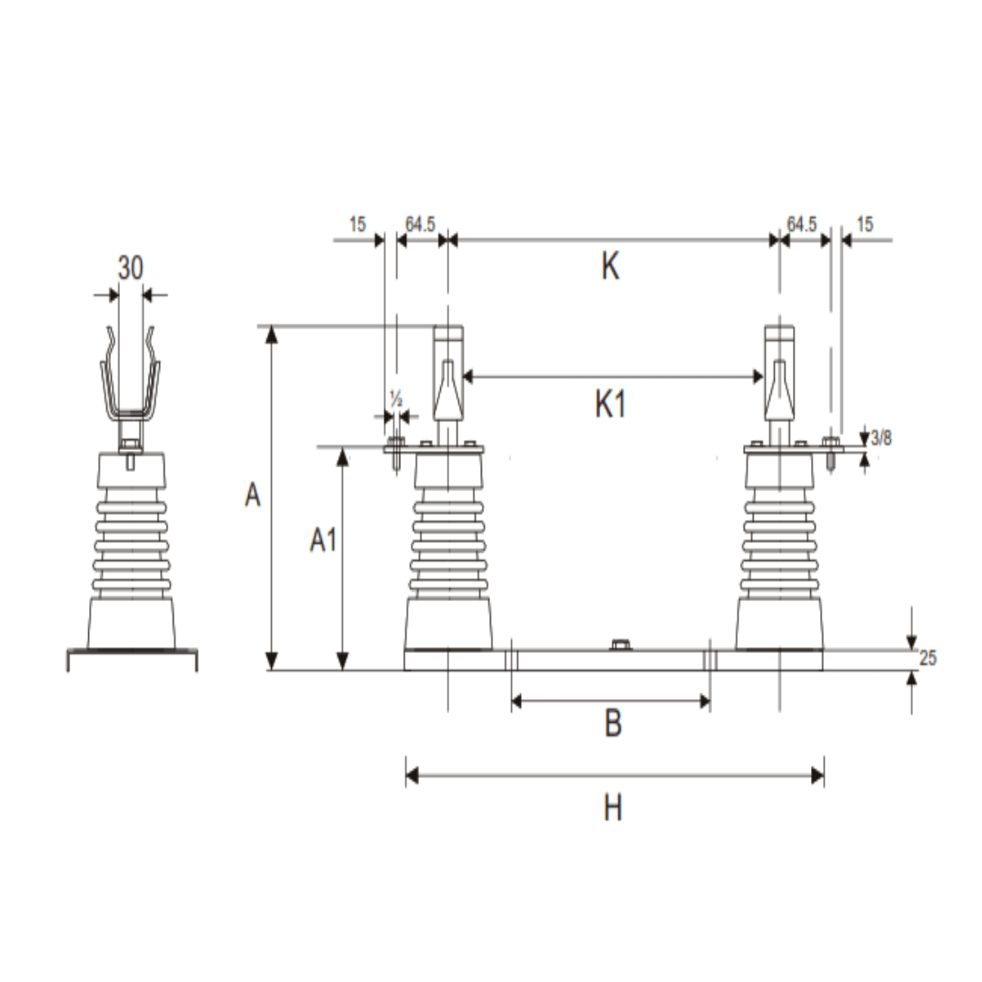 BASE PORTAFUSIBLE TIPO RBPU 12 MELBAT1