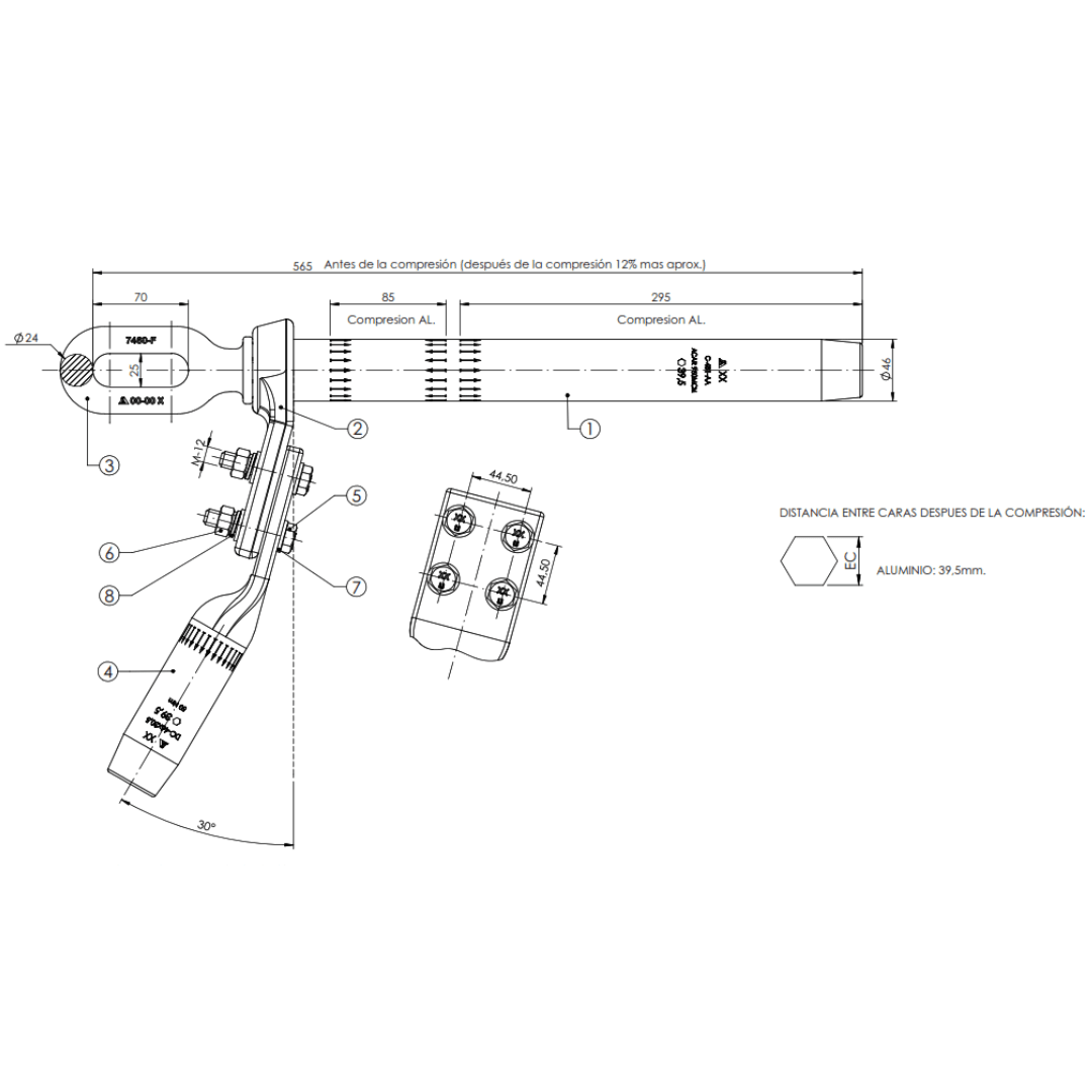 GRAPAS A COMPRESION C-481-AA PARA CONDUCTOR MODELO ACAR 950MCM ARAGCU AT1