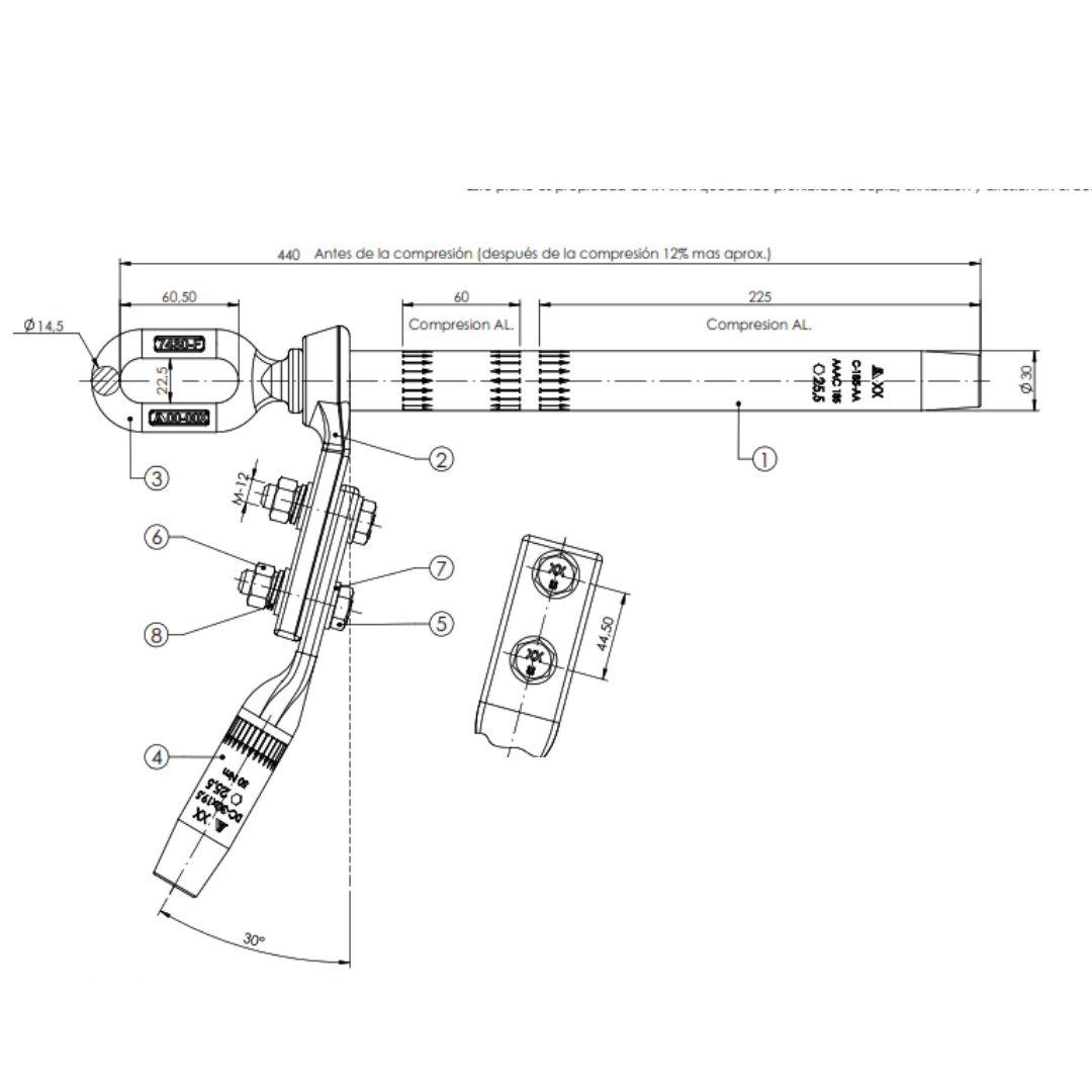 GRAPAS A COMPRESION C-185-AA PARA CONDUCTOR MODELO AAAC 185 ARAGCU AT