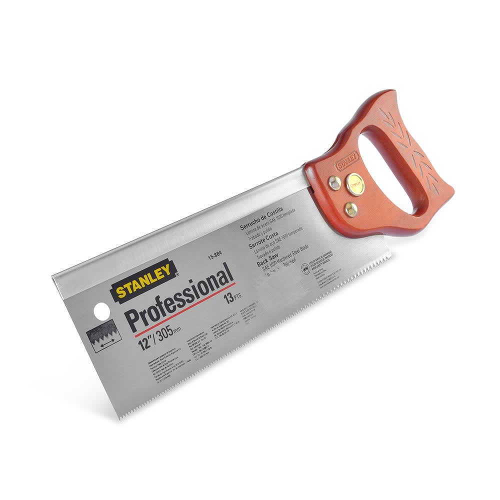 SERRUCHO DE COSTILLA PROFESIONAL MODELO COSTILLAS 15884 DE ACERO CON DIENTES TEMPLADOS 12'' PLATA STANLEY