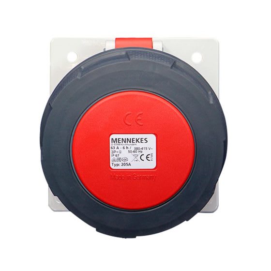 TOMA EMPOTRABLE 63AMP 3P+T 415V ROJO 6H IP67 (RECTO) MENNEKES1