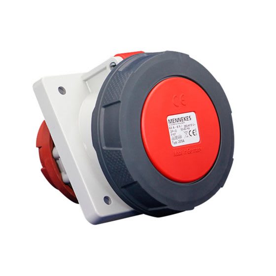 TOMA EMPOTRABLE 63AMP 3P+T 415V ROJO 6H IP67 MENNEKES3