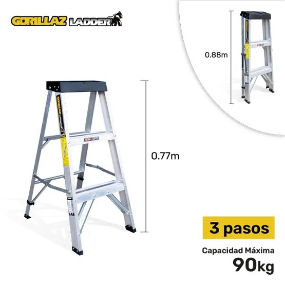 ALUMINIO ESCALERA TIJERA SIMPLE 0.91M GATS3-III 90KG GORILLAZ LADDER