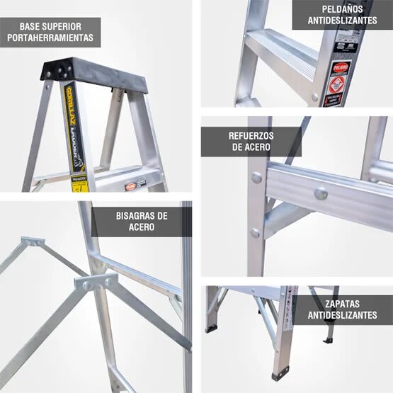 ALUMINIO ESCALERA TIJERA SIMPLE 3.05M GATS10-IA 136KG GORILLAZ LADDER5