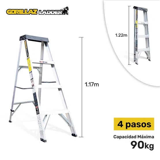 ALUMINIO ESCALERA TIJERA SIMPLE 1.22M GATS4-III 90KG GORILLAZ LADDER