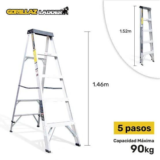 ALUMINIO ESCALERA TIJERA SIMPLE 1.53M GATS5-III 90KG GORILLAZ LADDER1