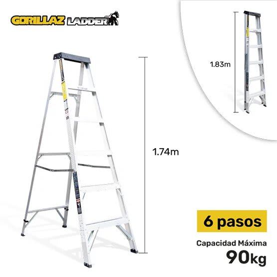 ALUMINIO ESCALERA TIJERA SIMPLE 1.83M GATS6-III 90KG GORILLAZ LADDER1