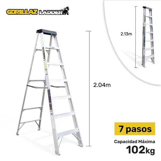 ALUMINIO ESCALERA TIJERA SIMPLE 2.13M GATS7-II 102KG GORILLAZ LADDER1