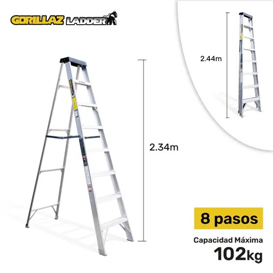 ALUMINIO ESCALERA TIJERA SIMPLE 2.44M GATS8-II 102KG GORILLAZ LADDER