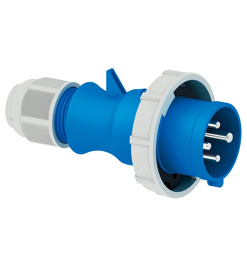ENCHUFE AEREO 16A 3P+T 250V AZUL 9H IP67 MULTI-GRIP 210582 BALS