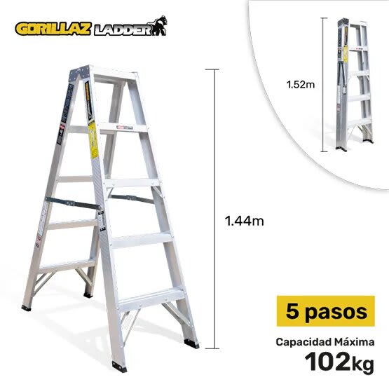 ALUMINIO ESCALERA TIJERA DOBLE 1.53M GATD5-II 102KG GORILLAZ LADDER1