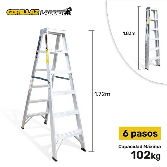 ALUMINIO ESCALERA TIJERA DOBLE 1.83M GATD6-II 102KG GORILLAZ LADDER1
