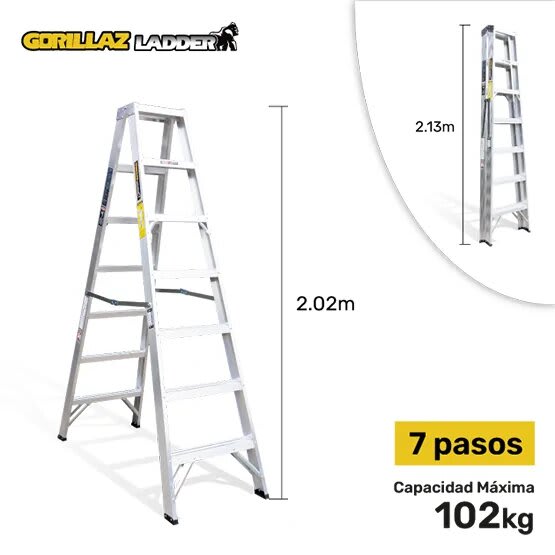 ALUMINIO ESCALERA TIJERA DOBLE 2.13M GATD7-II 102KG GORILLAZ LADDER1