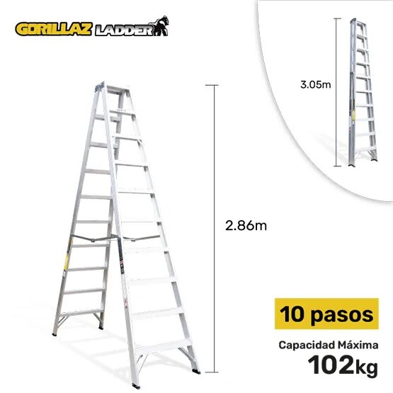 ALUMINIO ESCALERA TIJERA DOBLE 3.05M GATD10-II GORILLAZ 102KG1