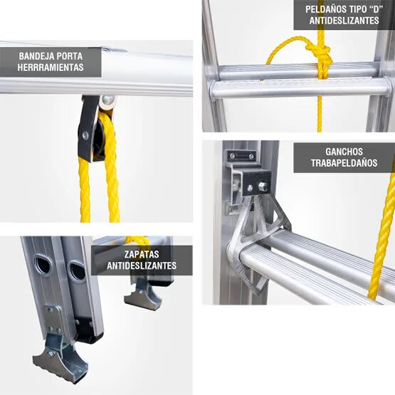 ALUMINIO ESCALERA EXTENSION 5.28M GATT20-III 90KG GORILLAZ LADDER4