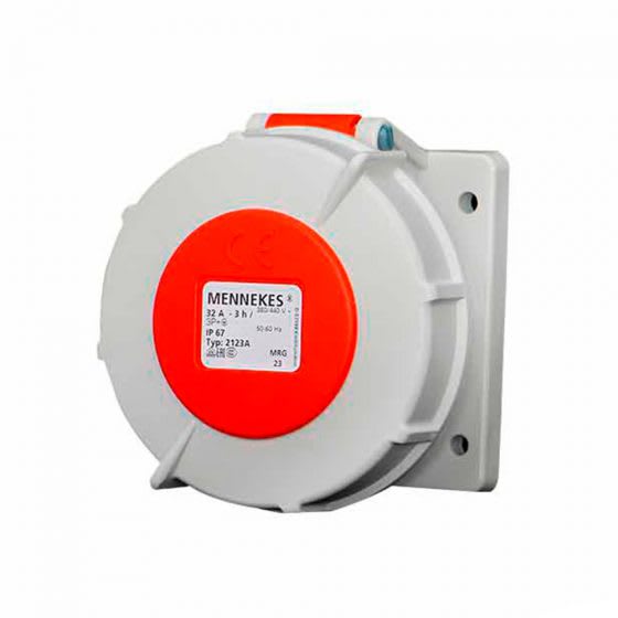 TOMA EMPOTRABLE 32AMP 3P+T 440V ROJO 3H IP67 MENNEKES2
