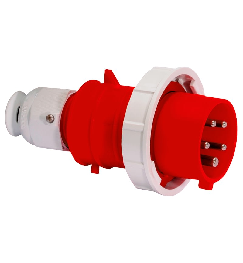 ENCHUFE AEREO 32A 3P+N+T 415V ROJO 6H IP67 MULTI-GRIP TE-PLUS 21241 BALS