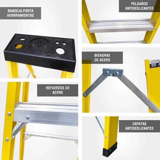 FIBRA ESCALERA TIJERA SIMPLE 1.83M GFTS6-II 102KG GORILLAZ LADDER5