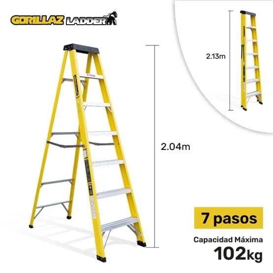 FIBRA ESCALERA TIJERA SIMPLE 2.13M GFTS7-II 102KG GORILLAZ LADDER