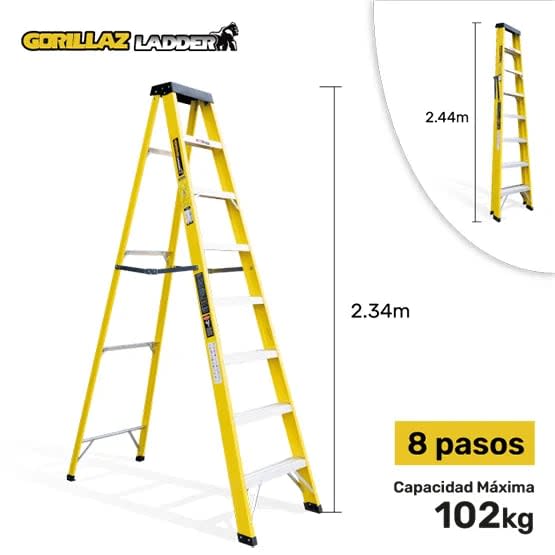 FIBRA ESCALERA TIJERA SIMPLE 2.44M GFTS8-II 102KG GORILLAZ LADDER