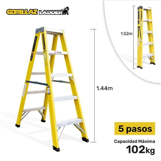 FIBRA ESCALERA TIJERA DOBLE 1.53M GFTD5-II 102KG GORILLAZ LADDER1
