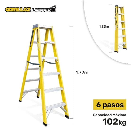 FIBRA ESCALERA TIJERA DOBLE 1.83M GFTD6-II 102KG GORILLAZ LADDER1