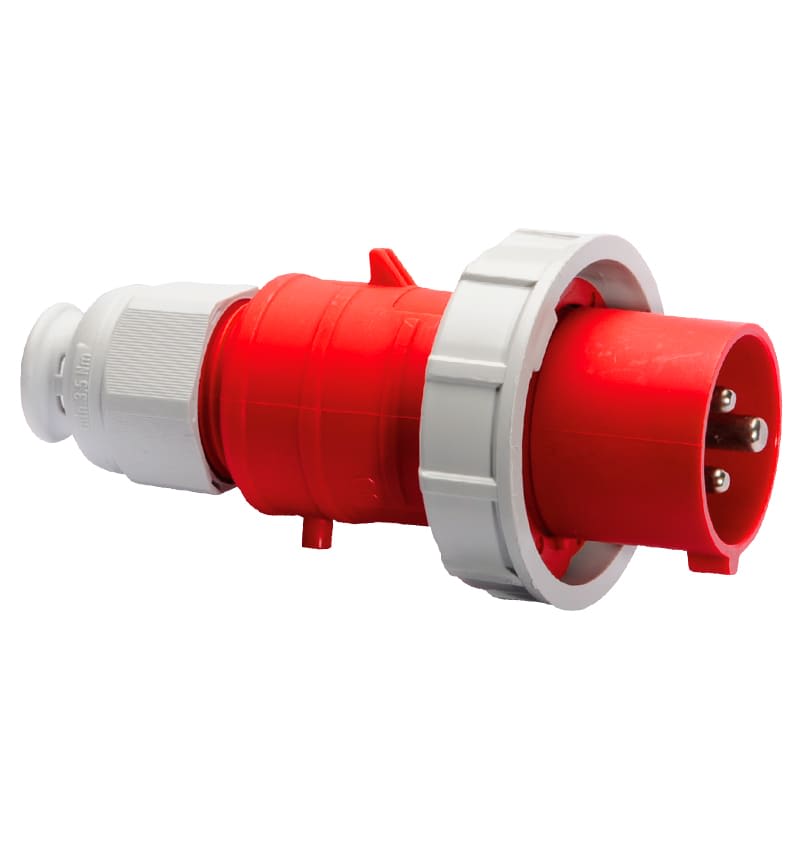 ENCHUFE AEREO 32A 2P+T 415V ROJO 9H IP67 MULTI-GRIP TE-PLUS 21409 BALS1