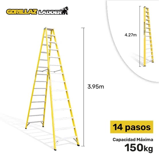 FIBRA ESCALERA TIJERA DOBLE 4.27M GFTD14-IA 150KG GORILLAZ LADDER
