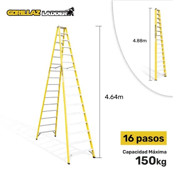 FIBRA ESCALERA TIJERA DOBLE 4.88M GFTD16-IA 150KG GORILLAZ LADDER1