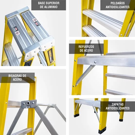 FIBRA ESCALERA TIJERA DOBLE 4.88M GFTD16-IA 150KG GORILLAZ LADDER5