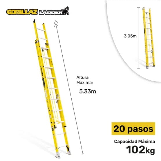 FIBRA ESCALERA EXTENSION 5.37M GFTT20-II 102KG GORILLAZ LADDER1