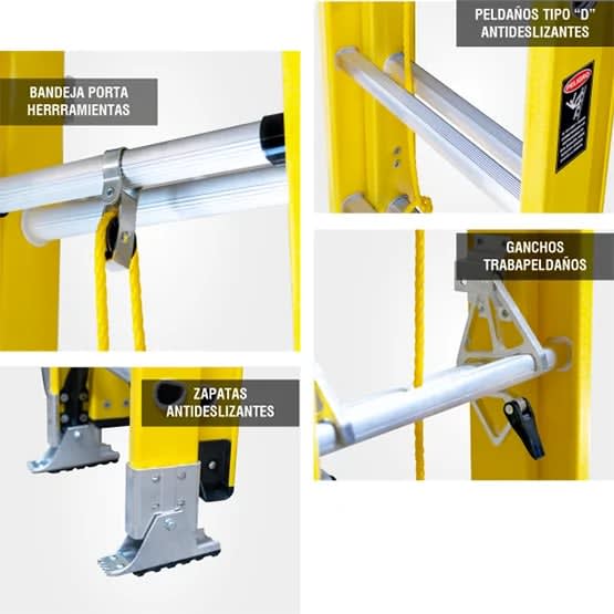 FIBRA ESCALERA APOYO 2.44M GFA8-IA 150KG GORILLAZ LADDER4