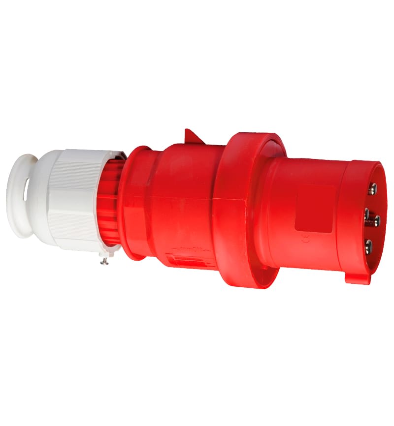 ENCHUFE AEREO 63A 3P+T 415V ROJO 6H IP44 MULTI-GRIP TE 2151 BALS1