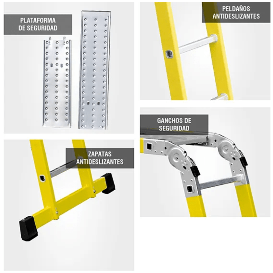 ESCALERA FIBRA MULTIPROPOSITO GFM12 IA+ PASOS 150KG GORILLAZ7