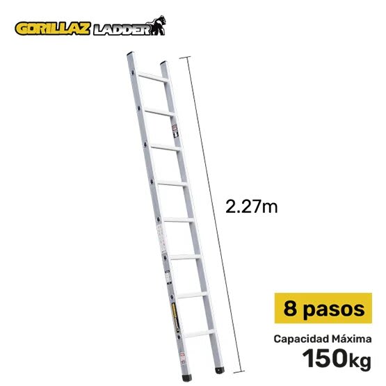 ALUMINIO ESCALERA DE APOYO 2.27M GAA8-IA 150KG GORILLAZ LADDER1