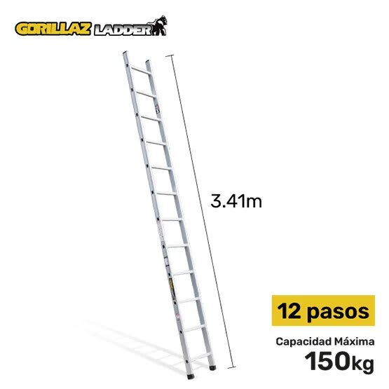 ALUMINIO ESCALERA DE APOYO 3.41M GAA12-IA 150KG GORILLAZ LADDER1