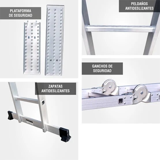 ALUMINIO ESCALERA MULTIPROPOSITO GAM12-IA+ PASOS 150KG GORILLAZ LADDER8