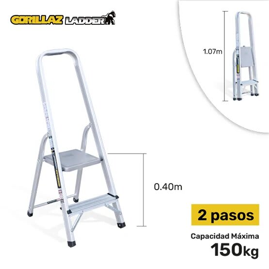 ALUMINIO ESCALERA BANQUETA 0.40M GAB2-IA 150KG GORILLAZ LADDER