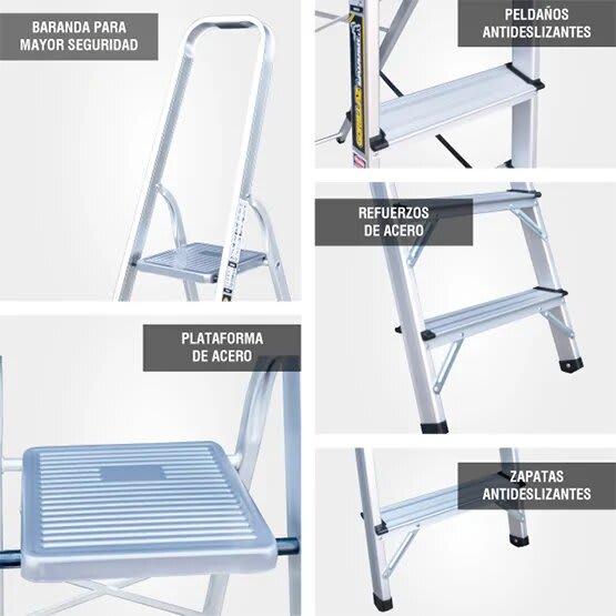 ALUMINIO ESCALERA BANQUETA 1.06M GAB5-IA 150KG GORILLAZ LADDER5