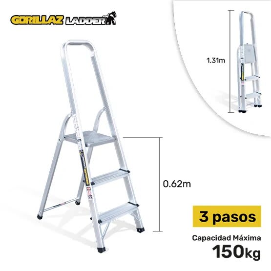 ALUMINIO ESCALERA BANQUETA 0.62M GAB3-IA 150KG GORILLAZ LADDER