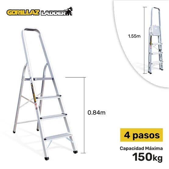 ALUMINIO ESCALERA BANQUETA 0.84M GAB4-IA 150KG GORILLAZ LADDER1