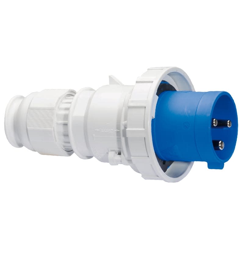 ENCHUFE AEREO 63A 2P+T 250V AZUL 6H IP67 MULTI-GRIP TE-PLUS 2181 BALS