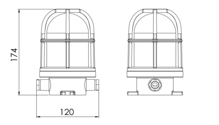 FANAL RECTO DE 100W BRONCE 2 STOVE BOLTS HERMETICO IP66 NO INCLUYE LAMPARA FRT/H100 BR AIBAR2