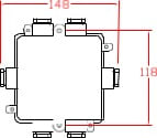 CAJA HERMETICA 105x105x60 mm DE 6 SALIDAS IP66 CDC/P6 AIBAR2