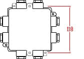 CAJA HERMETICA 105x105x60 mm DE 8 SALIDAS IP66 CDC/P8 AIBAR2
