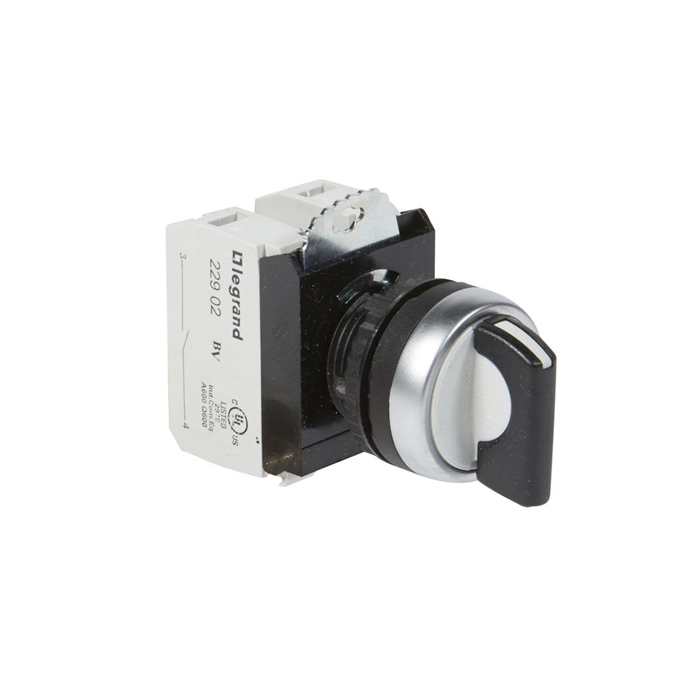 SELECTOR MANIJA CORTA NO LUMINOSO NEGRO 3 POSICIONES C/RETORNO 2NA IP69 23732 LEGRAND