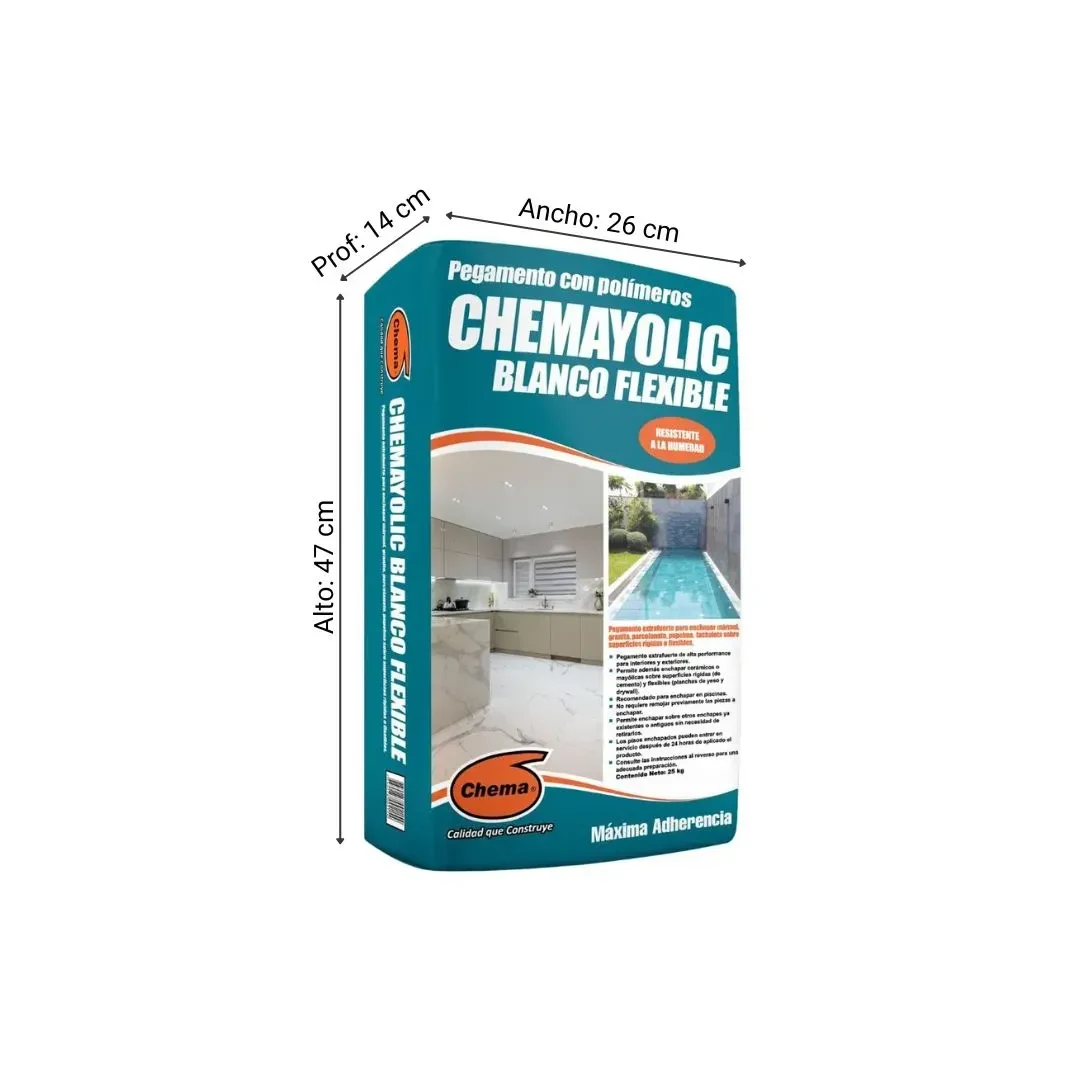PEGAMENTO CEMENTO YOLIC FLEXIBLE BLANCO 25KG CHEMA2